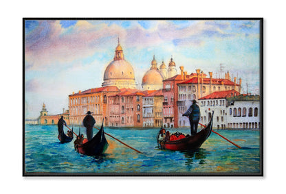 Painting Of Venice Italy Limited Edition High Quality Print Canvas Box Framed Black