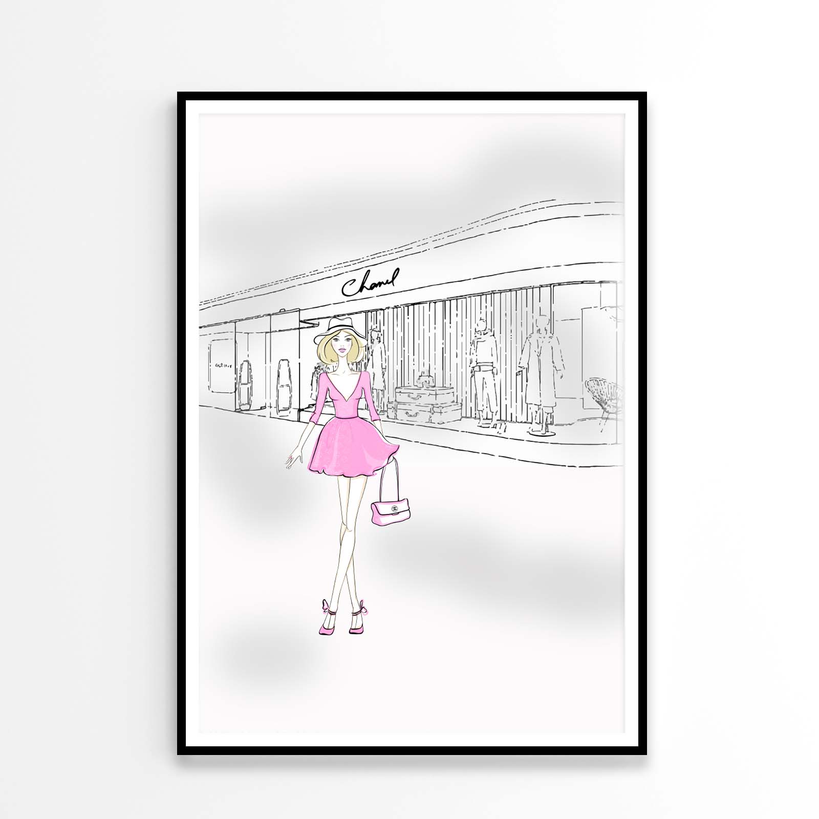 Pink Girl With Elegant Fashion Store Design Home Decor Premium Quality Poster Print Choose Your Sizes