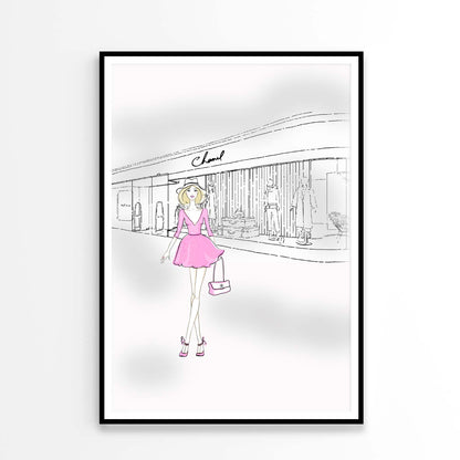 Pink Girl With Elegant Fashion Store Design Home Decor Premium Quality Poster Print Choose Your Sizes