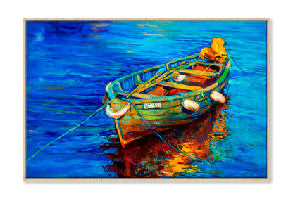 Boat On Lake Oil Painting Wall Art Limited Edition High Quality Print Canvas Box Framed Natural