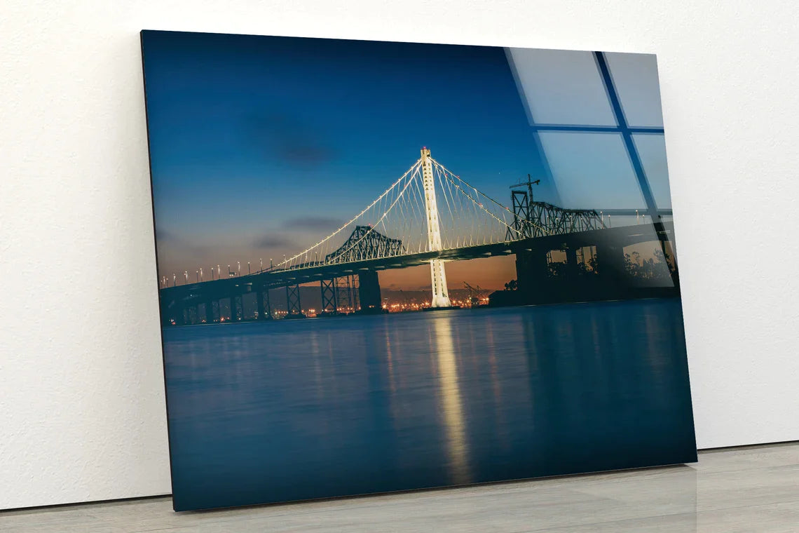 Bridge in City Over Sea UV Direct Aluminum Print Australian Made Quality