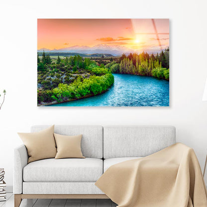 River Running Through a Lush Green Forest Acrylic Glass Print Tempered Glass Wall Art 100% Made in Australia Ready to Hang