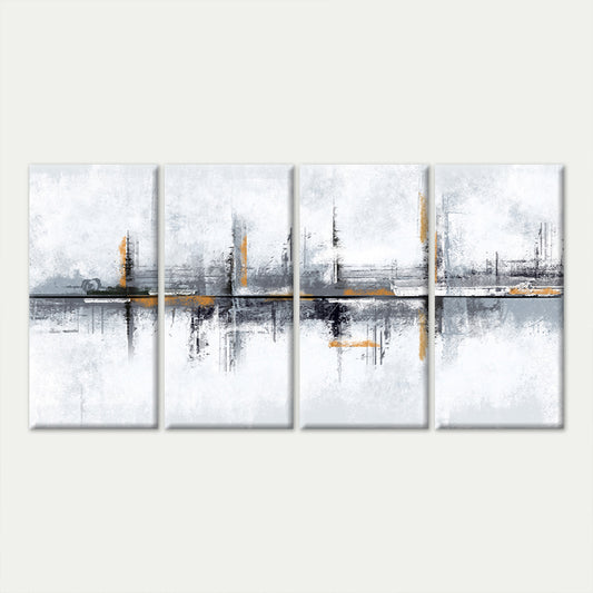 4pcs Abstract Grey Gold City Skyline Horizon Wall Art Canvas Framed 45x80cm - High Quality Print 100% Australian Made Wall Canvas Ready to Hang
