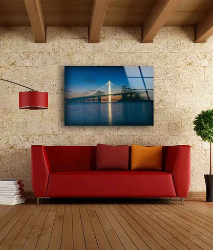 Bridge in City Over Sea UV Direct Aluminum Print Australian Made Quality