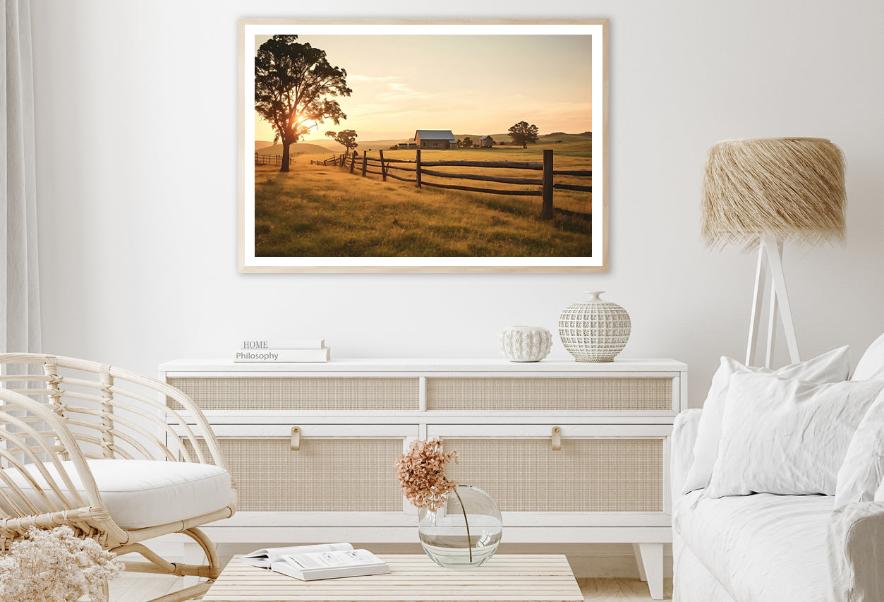 A Serene Farm Scene at Sunset Home Decor Premium Quality Poster Print Choose Your Sizes