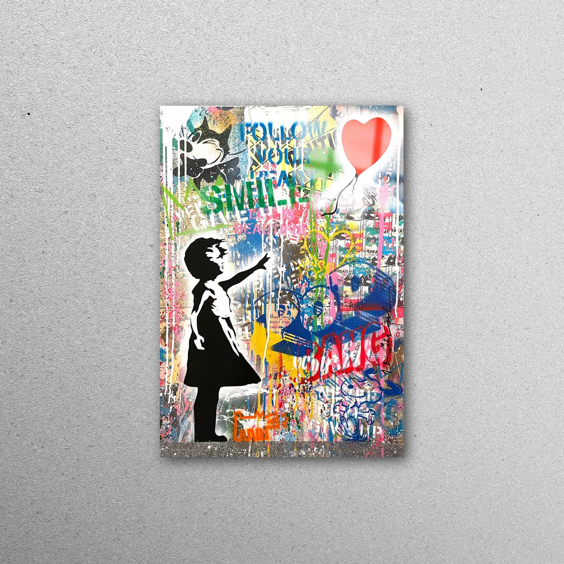 Banksy Girl Graffiti, Red Balloon Acrylic Glass Print Tempered Glass Wall Art 100% Made in Australia Ready to Hang