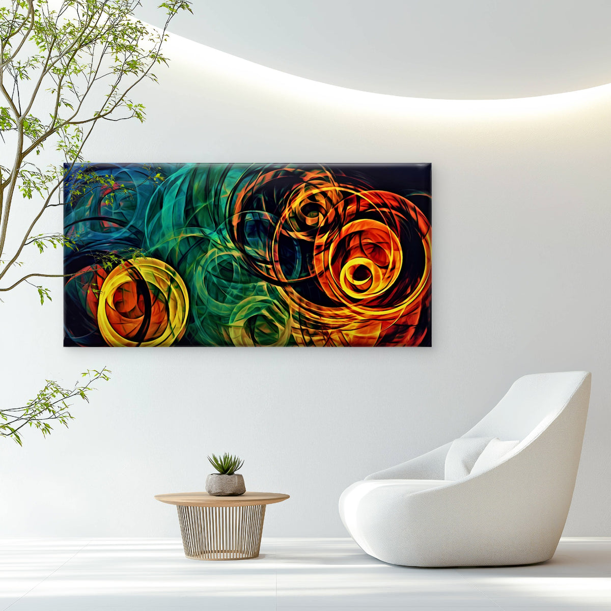 Vibrant Abstract Oil Swirls Wall Art Canvas Office Home Room Framed 120x60cm