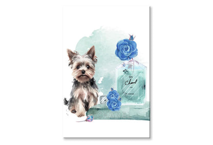 Perfume With Dog and Book set Wall Art Limited Edition High Quality Print Stretched Canvas None