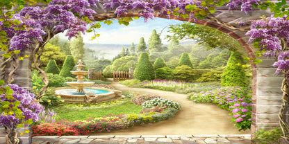 Japan Wisteria Flower Arch Wall Art Canvas Office Home Room Framed 120x60cm