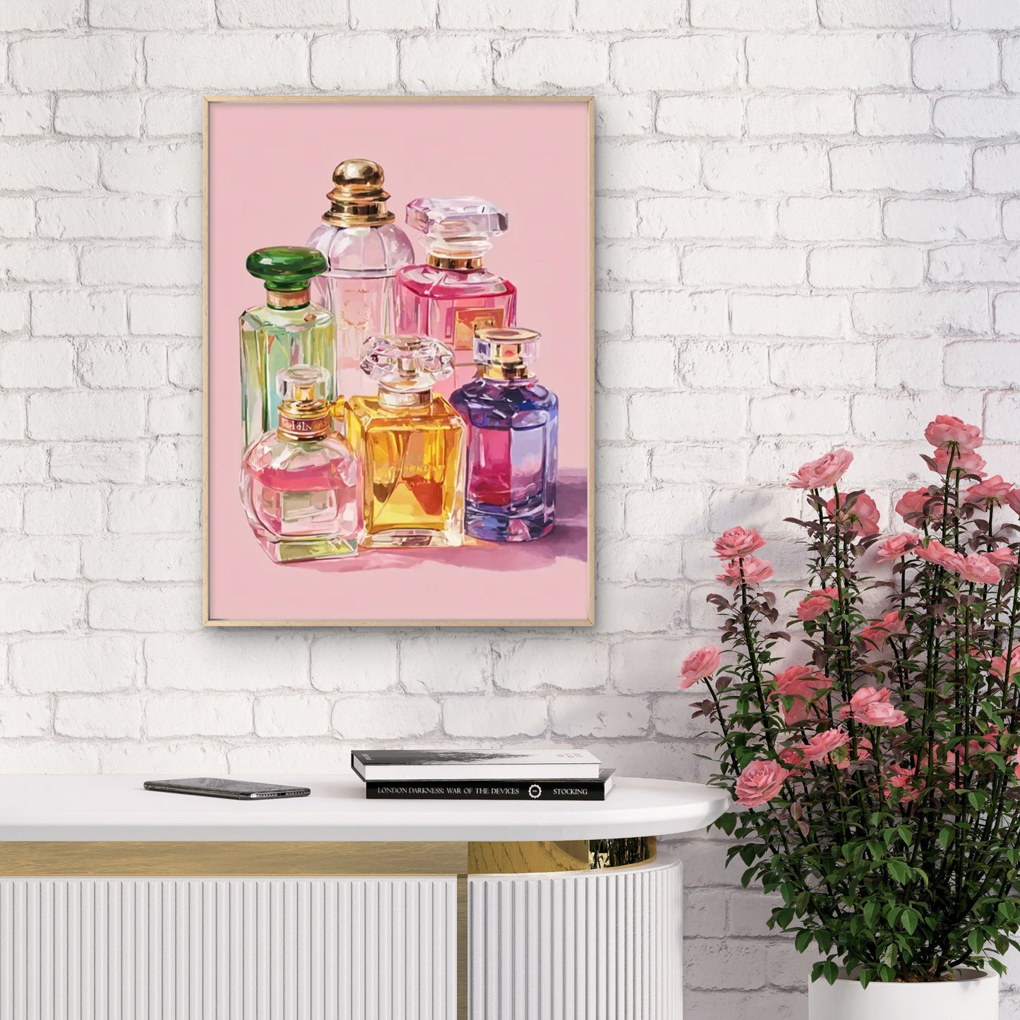 Modern Minimalist Pastel Pink Perfume Bottles Fashion Home Decor Premium Quality Poster Print Choose Your Sizes