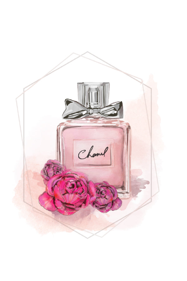 Roses and Pink Perfume Bottle Print 100% Australian Made