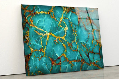 Green & Gold Abstract UV Direct Aluminum Print Australian Made Quality