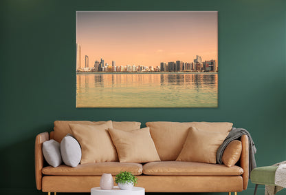 Abu Dhabi Skyline at Sunset Glow Wall Art Decor 100% Australian Made