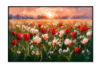 Colorful Drawing of Netherlands Flower Harvest Fields Wall Art Limited Edition High Quality Print