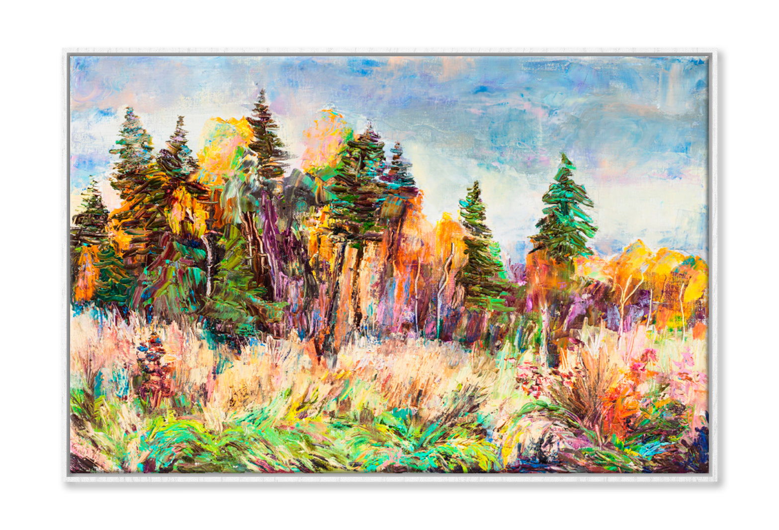 Forest in October Oil Painting Wall Art Limited Edition High Quality Print Canvas Box Framed White