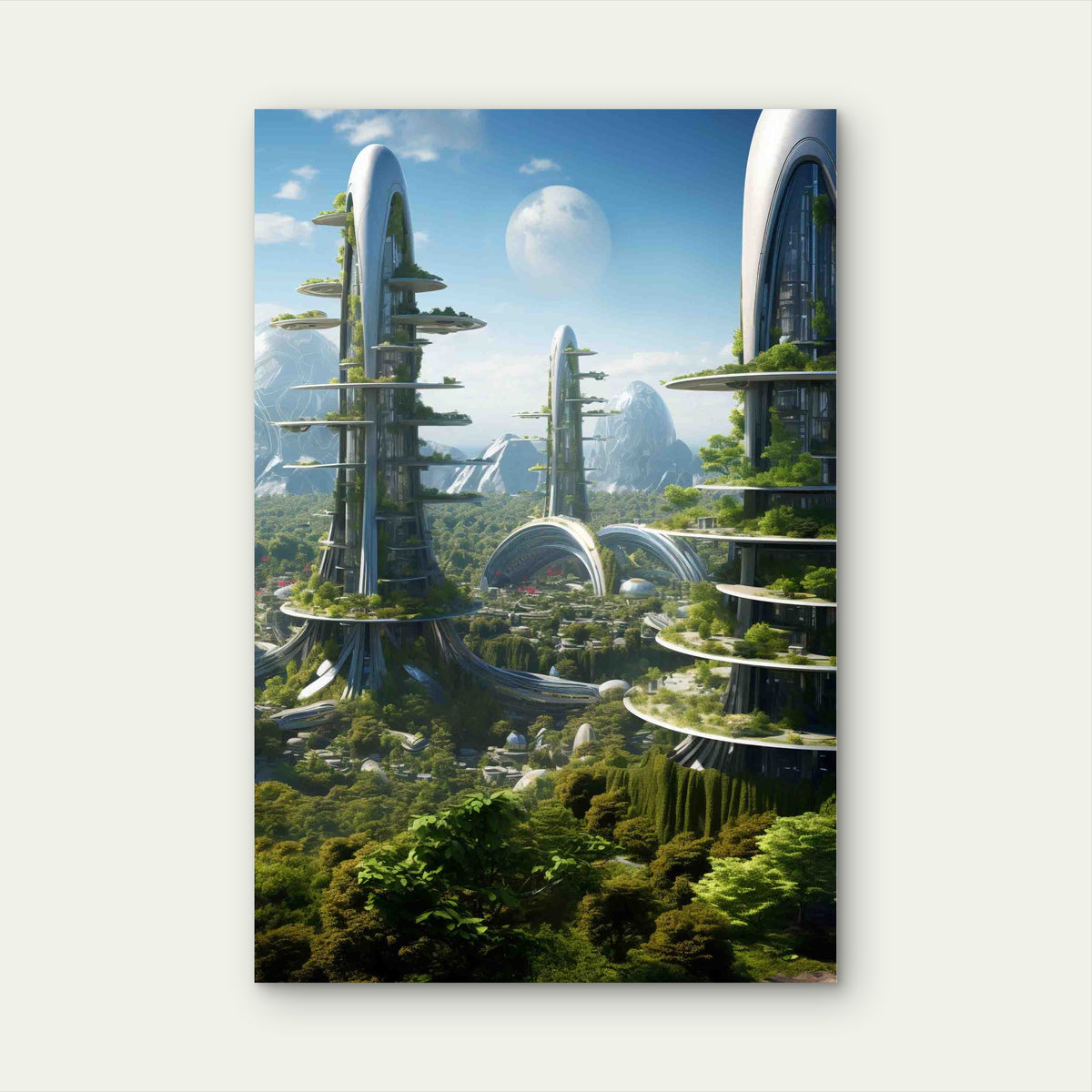 Environmentally Friendly City With Green Space 40x60cm Metal Print Ready to Hang