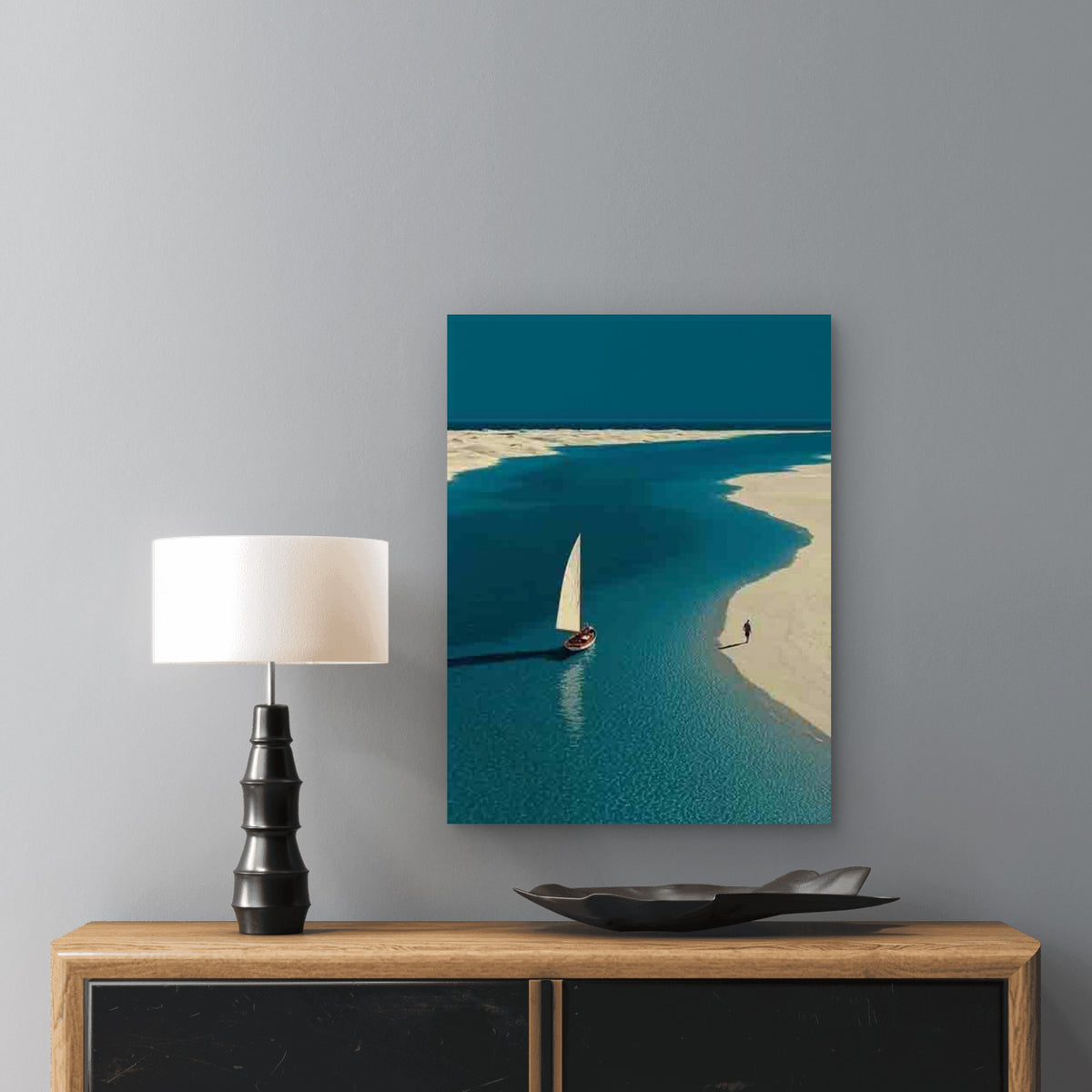 Minimalist Sailboat Artwork Metal Print Ready to Hang