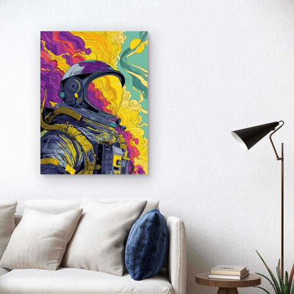 Psychedelic Astronaut Pop Art 60x90cm Metal Print Ready to Hang