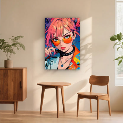 Trendy Cool Anime Girl Design 60x90cm Metal Print Ready to Hang - Bella Home Decor