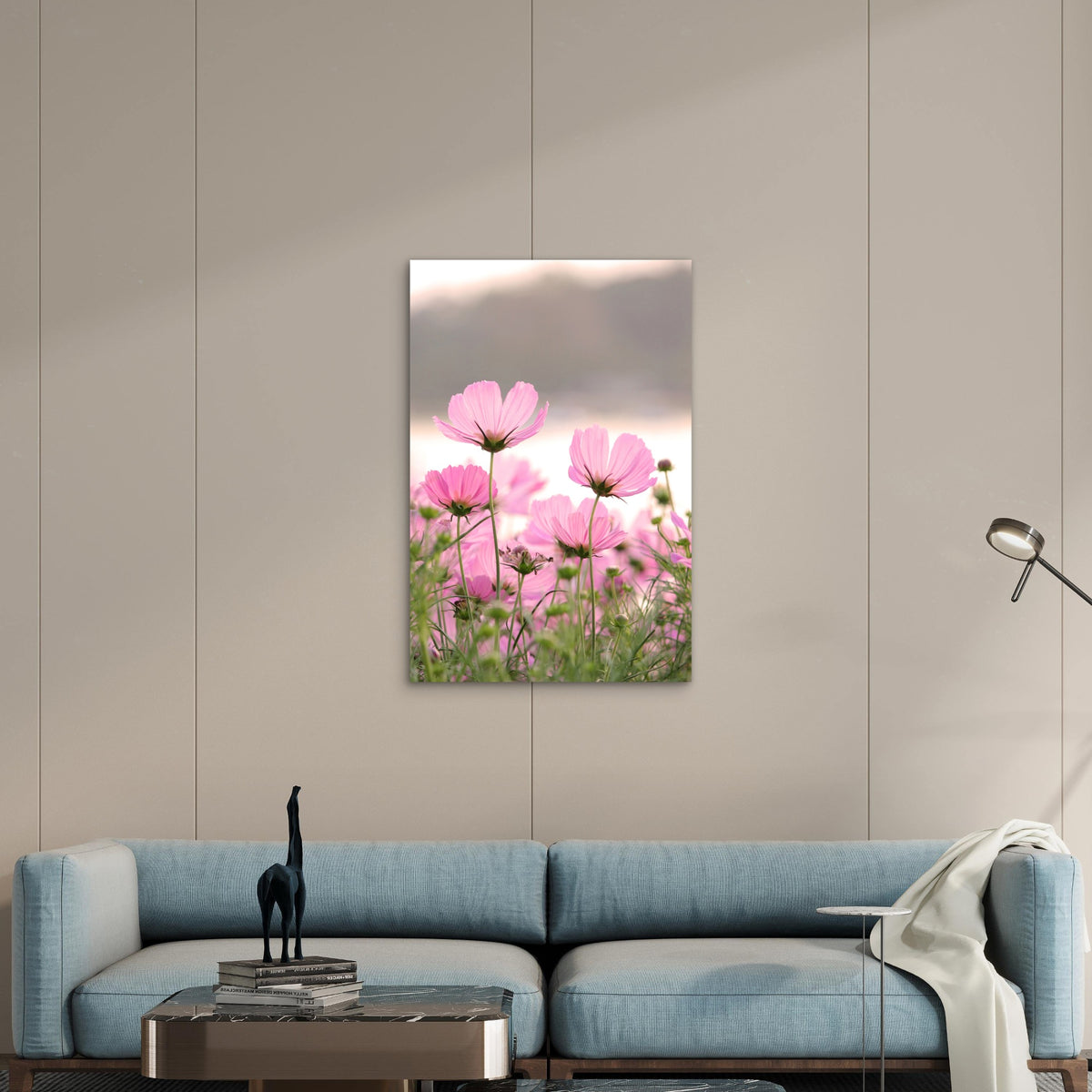 Field of Pink Cosmos Flowers 60x90cm Metal Print Ready to Hang