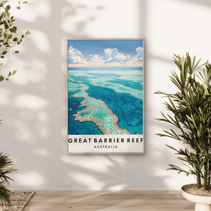 Great Barrier Reef Marine Life Australia Vintage Travel Poster Print Wall Art