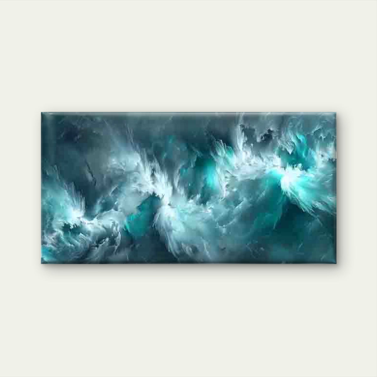 Abstract Turquoise Ocean Wall Art Canvas Office Home Room Framed 120x60cm