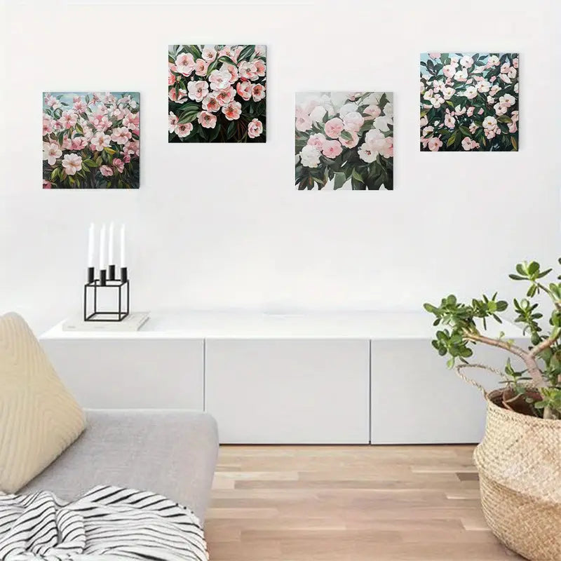 4pcs  Pink Camellias Theme PG  Wall Art Canvas Framed