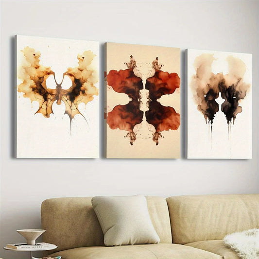 3pcs Painting, abstract butterfly, minimalism, retro style Metal Print Ready to Hang Art