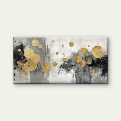 Floating Golden Circle Moons Wall Art Canvas Office Home Room Framed 120x60cm