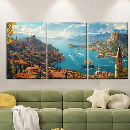 3pcs Lideniz Turkey Scenic Travel Poster Wall Art Set Canvas Framed 40x60cm - High Quality Print 100% Australian Made Wall Canvas Ready to Hang