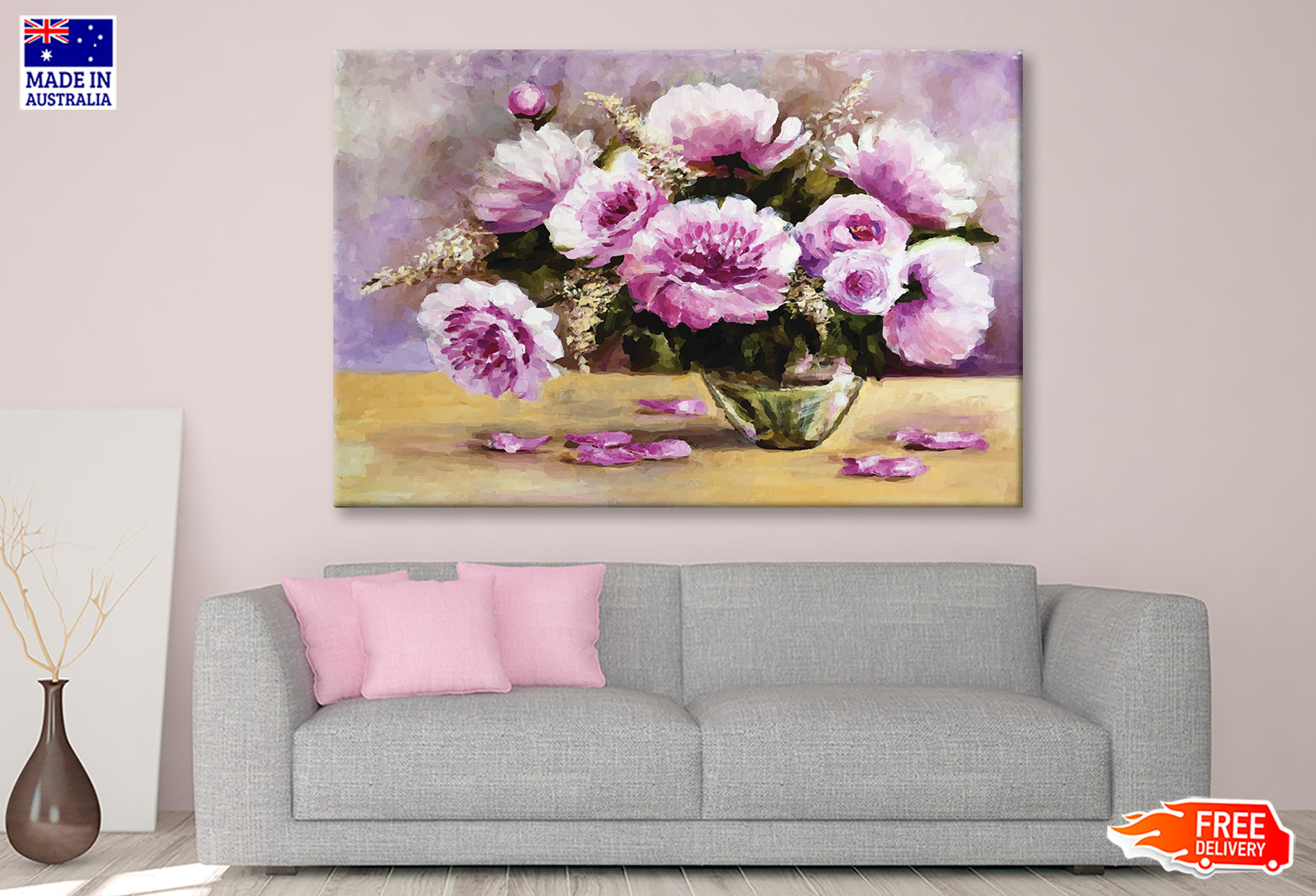 Flower Vase & Flower Petals Lay On The Table Oil Painting Limited Edition High Quality Print