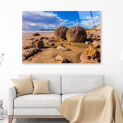 Boulders Moeraki Stones Acrylic Glass Print Tempered Glass Wall Art 100% Made in Australia Ready to Hang