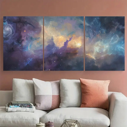 3pcs Space Galaxy Celestial Starry Sky Metal Print Ready to Hang Art