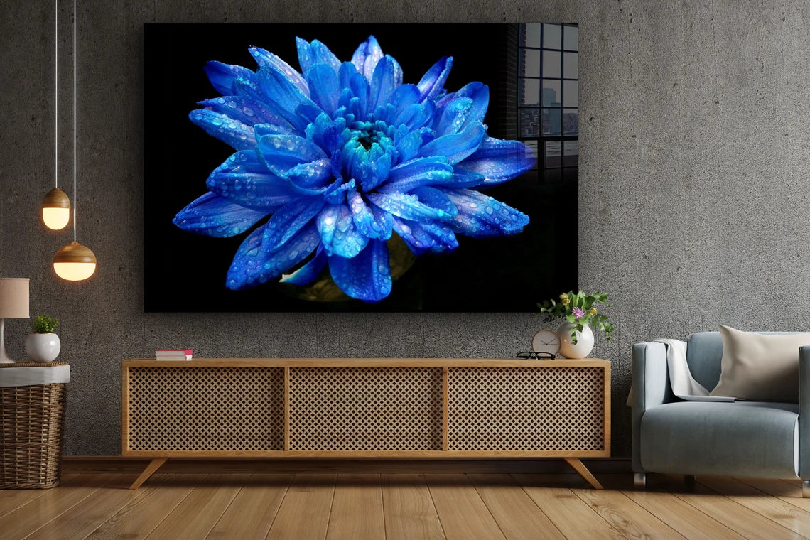 Blue Flower Bloom View UV Direct Aluminum Print Australian Made Quality