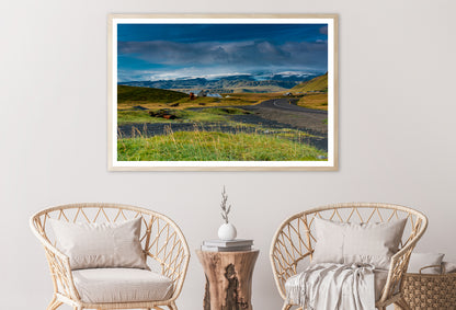 Green Grass Lands with Mountains Home Decor Premium Quality Poster Print Choose Your Sizes