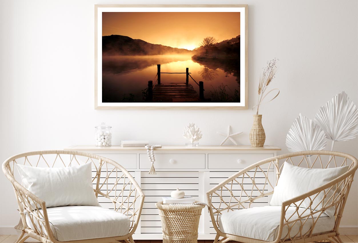 Morning Fog Over Scenery Lake at Urban Village Home Decor Premium Quality Poster Print Choose Your Sizes