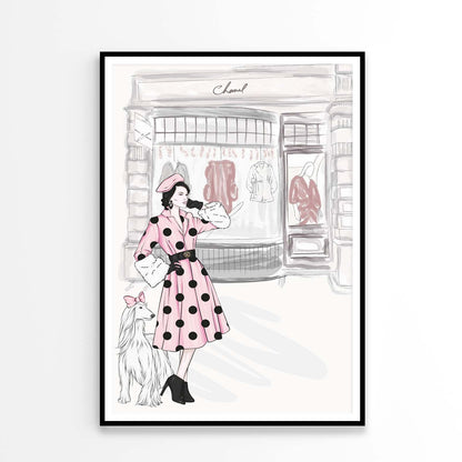 Pink Lady With Her Dog Fashion Art Design Home Decor Premium Quality Poster Print Choose Your Sizes