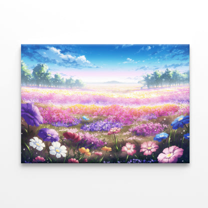 A Field of Purple & Violet Flowers under a Sky Print 100% Australian Made