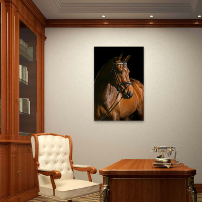 Brown Thoroughbred Horse Head 60x90cm Metal Print Ready to Hang