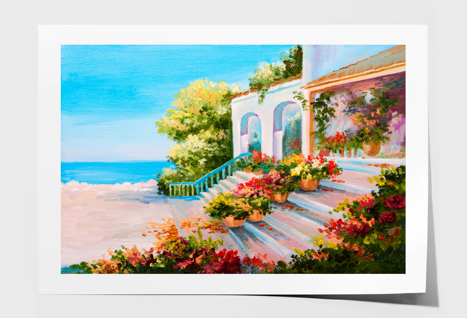Terrace Near The Sea Oil Painting Wall Art Limited Edition High Quality Print Unframed Roll Canvas None
