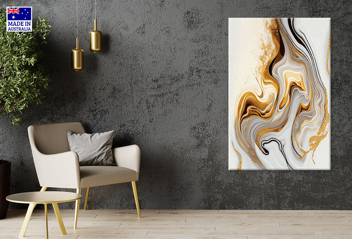 Yellow Marble Texture with White Gold Marble Surface Wall Art Decor 100% Australian Made