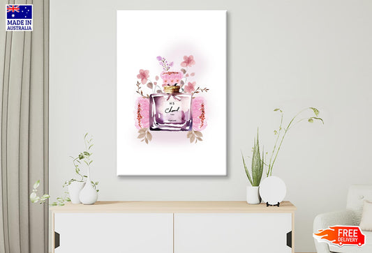 Perfume With Pink Flowers Wall Art Limited Edition High Quality Print