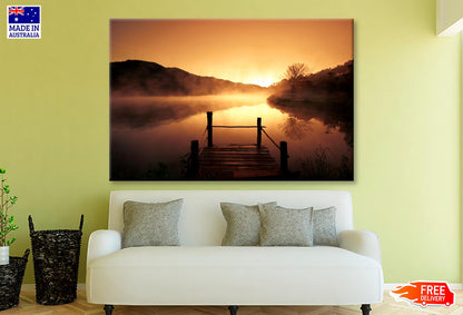 Morning Fog Over Scenery Lake at Urban Village Wall Art Decor 100% Australian Made