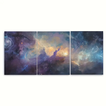 3pcs Space Galaxy Celestial Starry Sky Metal Print Ready to Hang Art