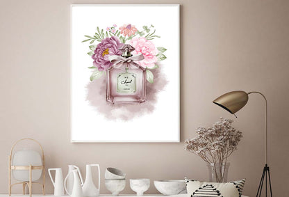 Elegant Fashion Bottle with Pink Flowers Design Home Decor Premium Quality Poster Print Choose Your Sizes