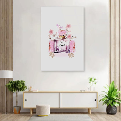 Perfume With Pink Flowers with Flowers 3D Design Acrylic Glass Print Tempered Glass Wall Art 100% Made in Australia Ready to Hang