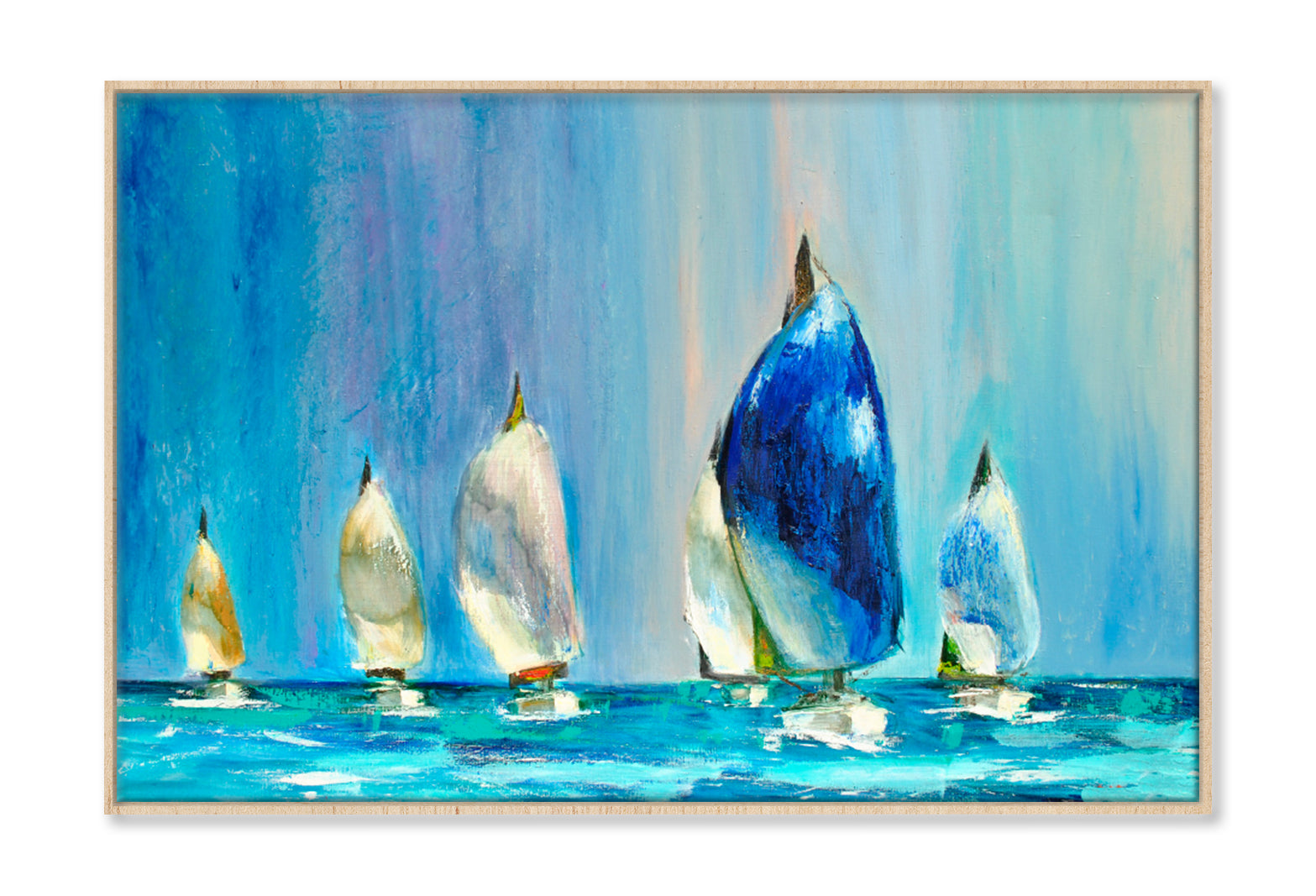 New Hope, Yachts Sailing Regatta Oil Painting Wall Art Limited Edition High Quality Print Canvas Box Framed Natural