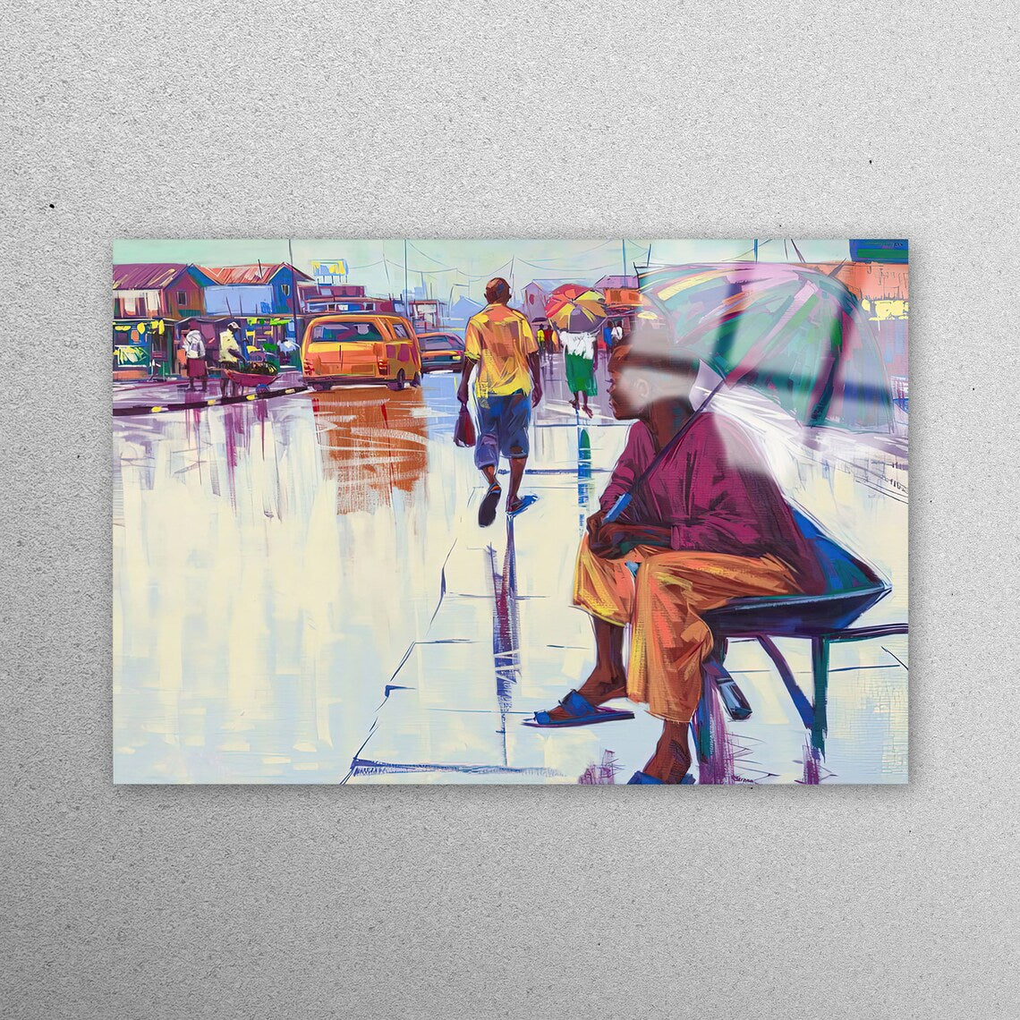 African Woman With Umbrella Acrylic Glass Print Tempered Glass Wall Art 100% Made in Australia Ready to Hang