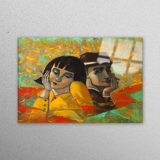 Abstract Couple Acrylic Glass Print Tempered Glass Wall Art 100% Made in Australia Ready to Hang