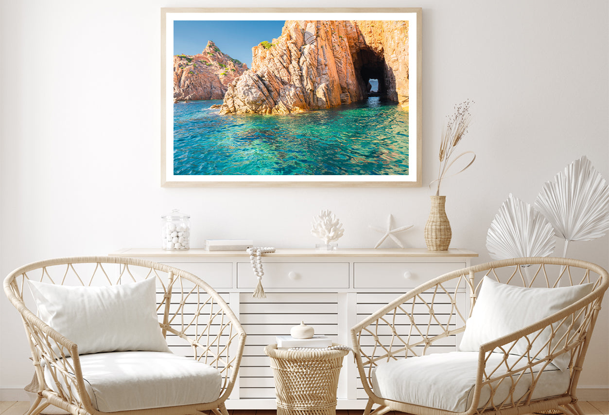 Clear Blue Ocean with Rocky Cave Home Decor Premium Quality Poster Print Choose Your Sizes